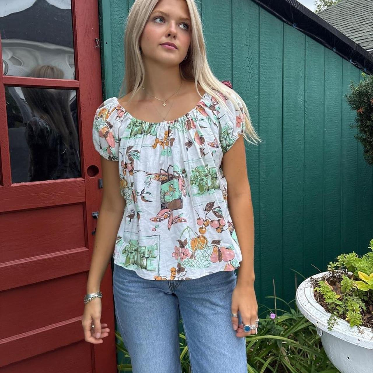 Kitchen Print Puff Sleeve Top