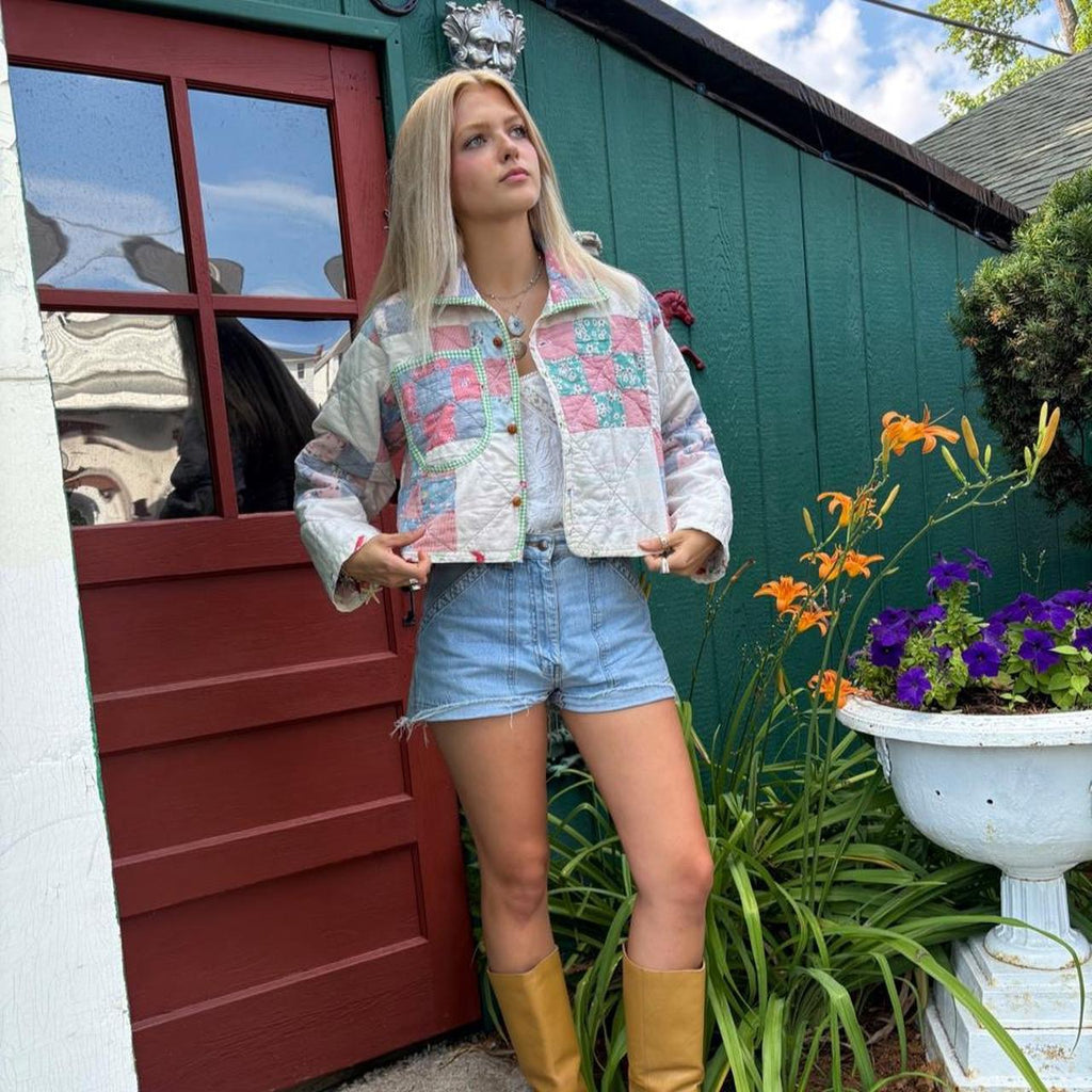 Cropped 9 Square Quilt Jacket