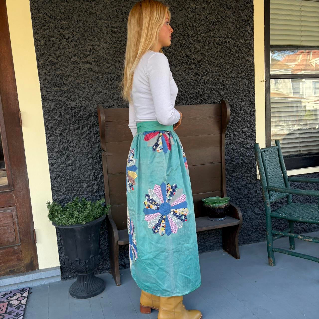 Blue Dresden Plate Wrap Skirt