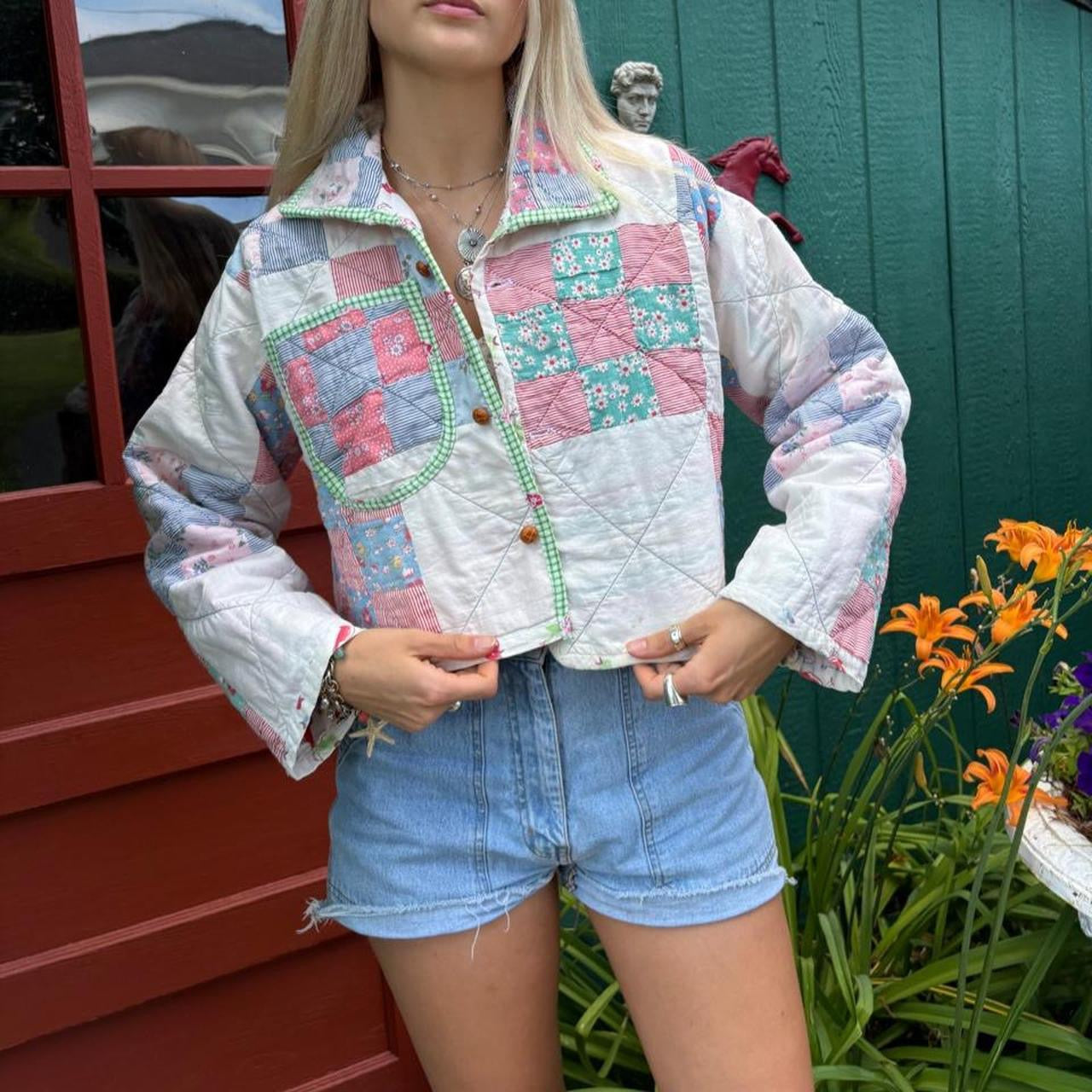 Cropped 9 Square Quilt Jacket