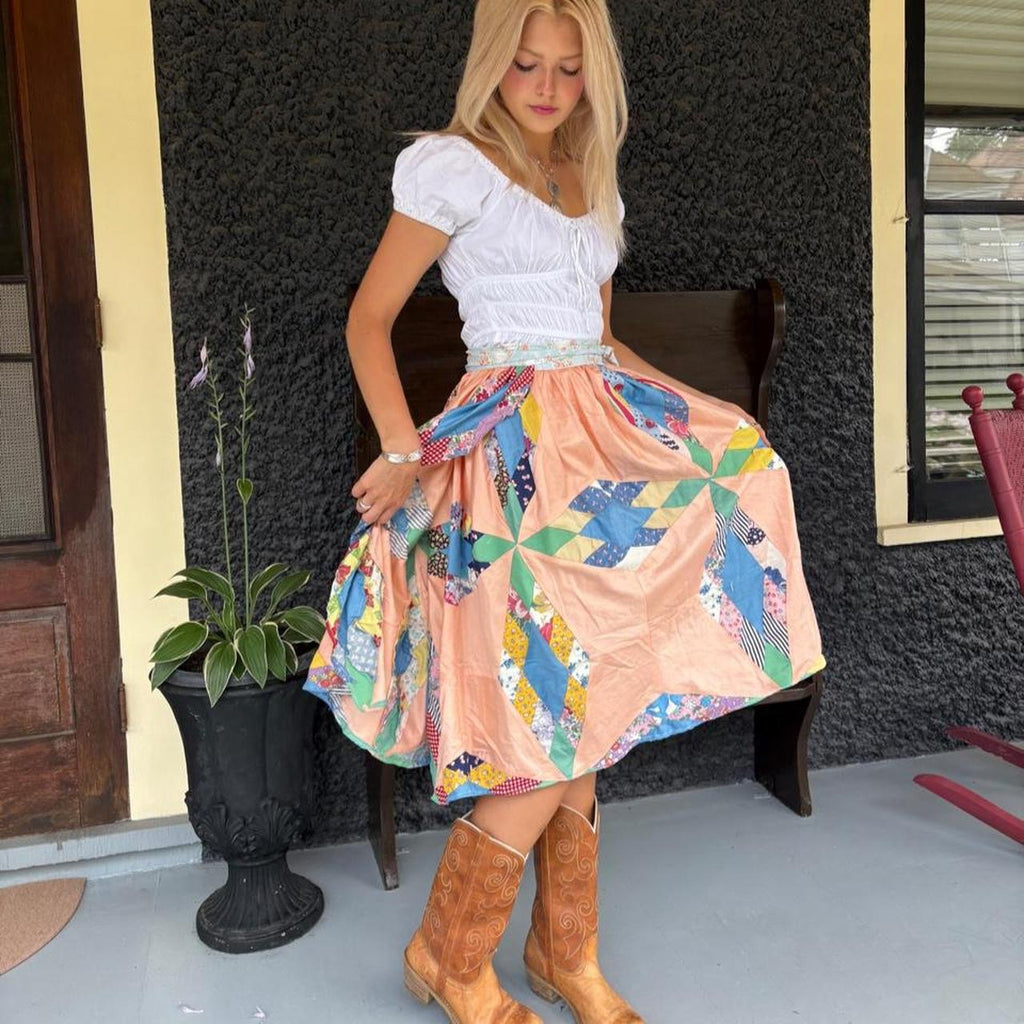 Peachy Quilt Wrap Skirt