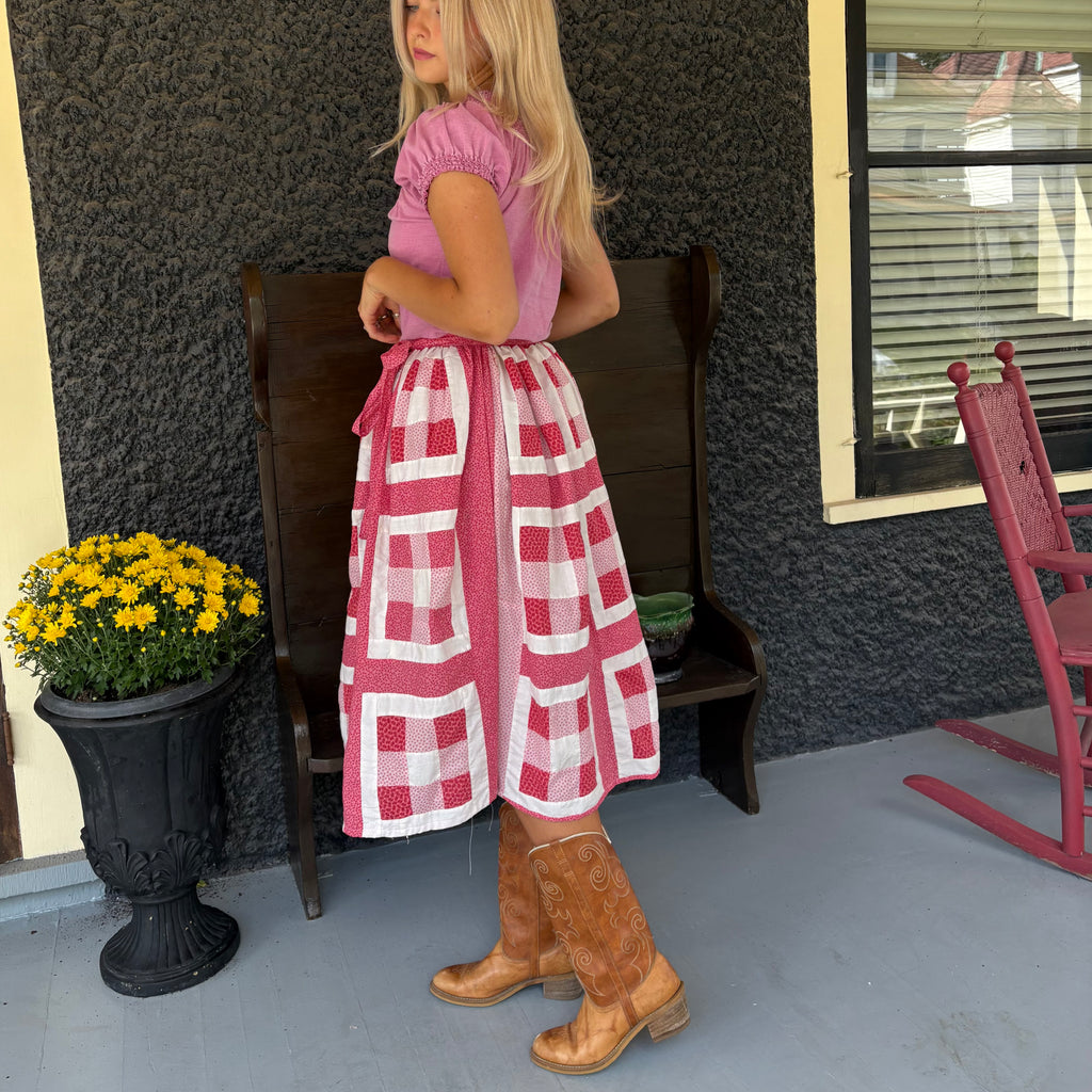 Pink 9 Square Quilt Wrap Skirt