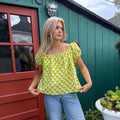 70s Floral Puff Sleeve Top
