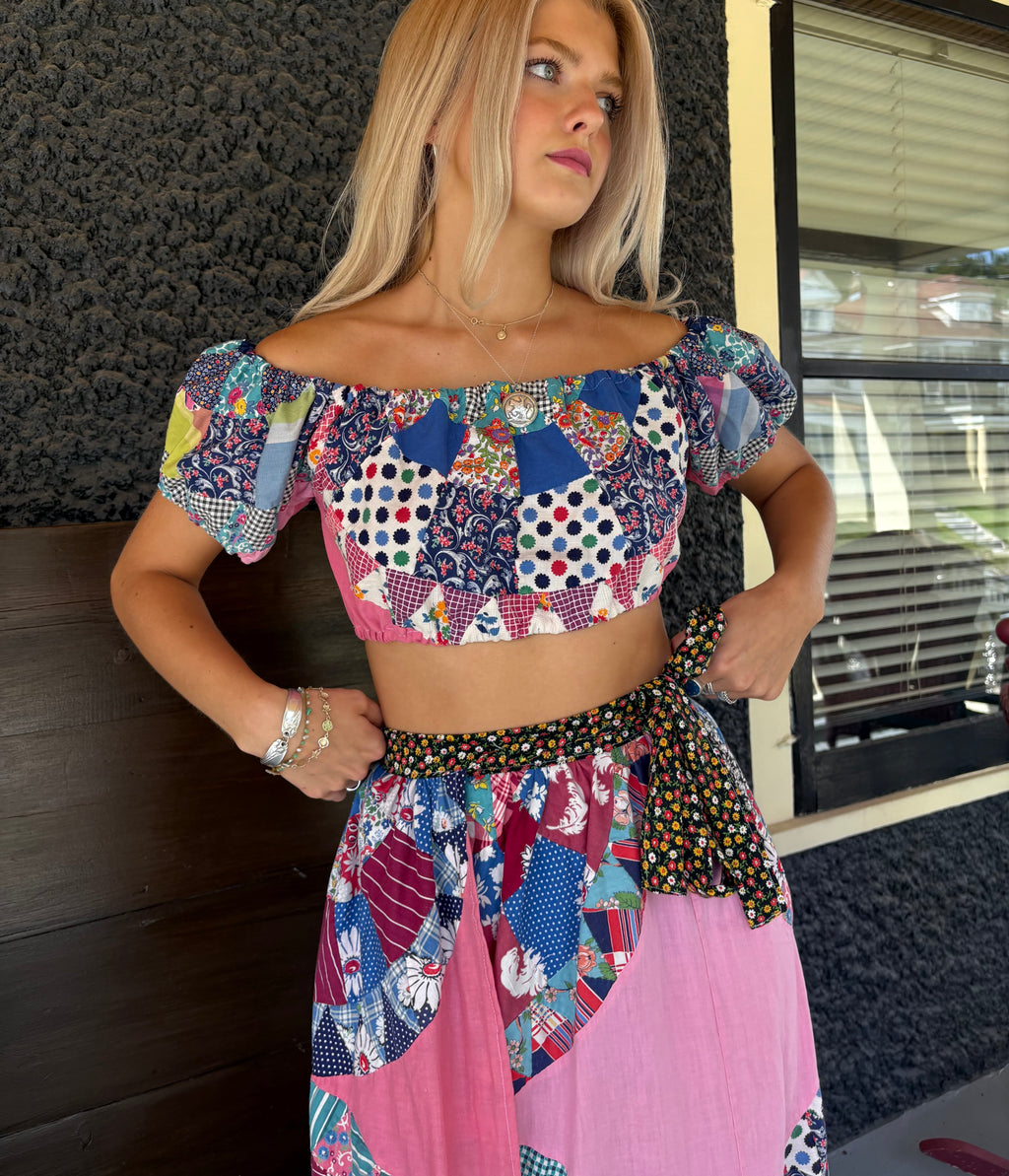 Circle Quilt Wrap Skirt And Top Set