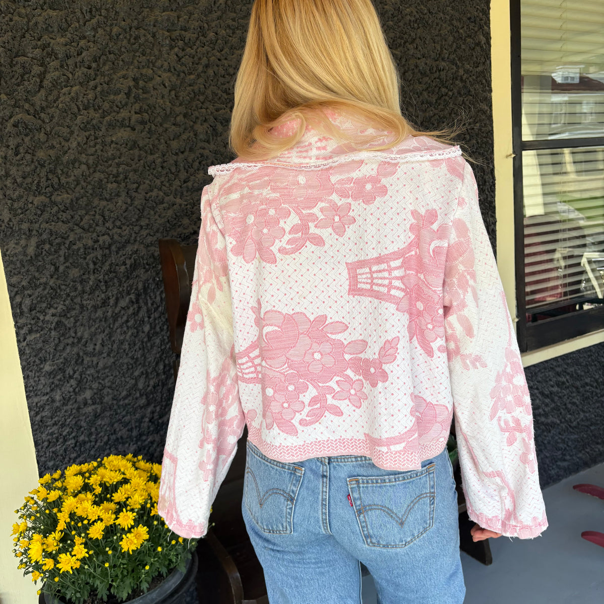 Pink Bedspread Jacket With Baby Bib Pocket