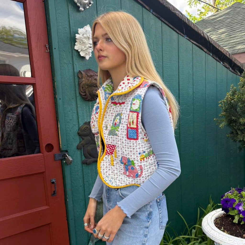 70s print Quilt Vest