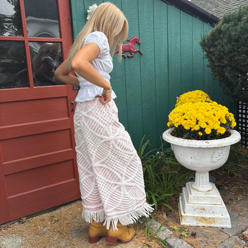 Pink Chenille Fringe Pants