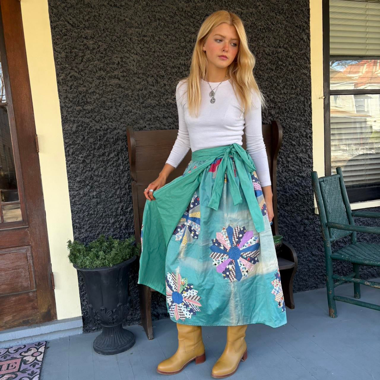 Blue Dresden Plate Wrap Skirt