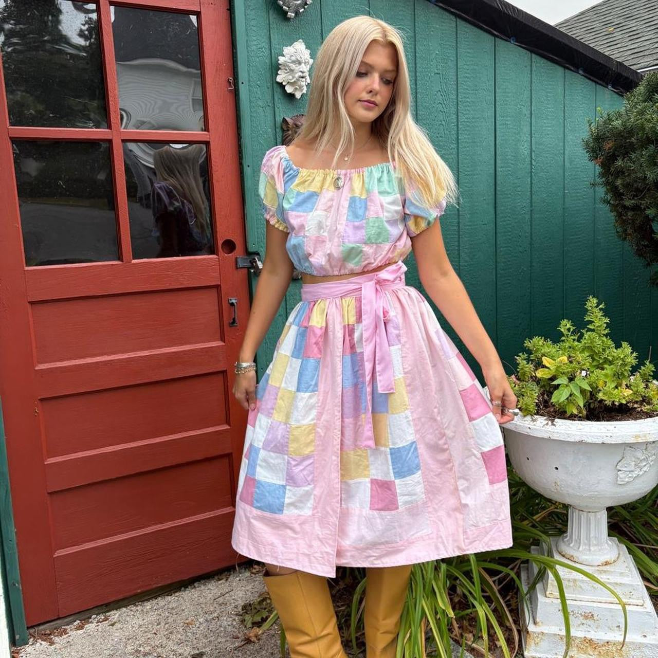 Pink Quilt Skirt Set