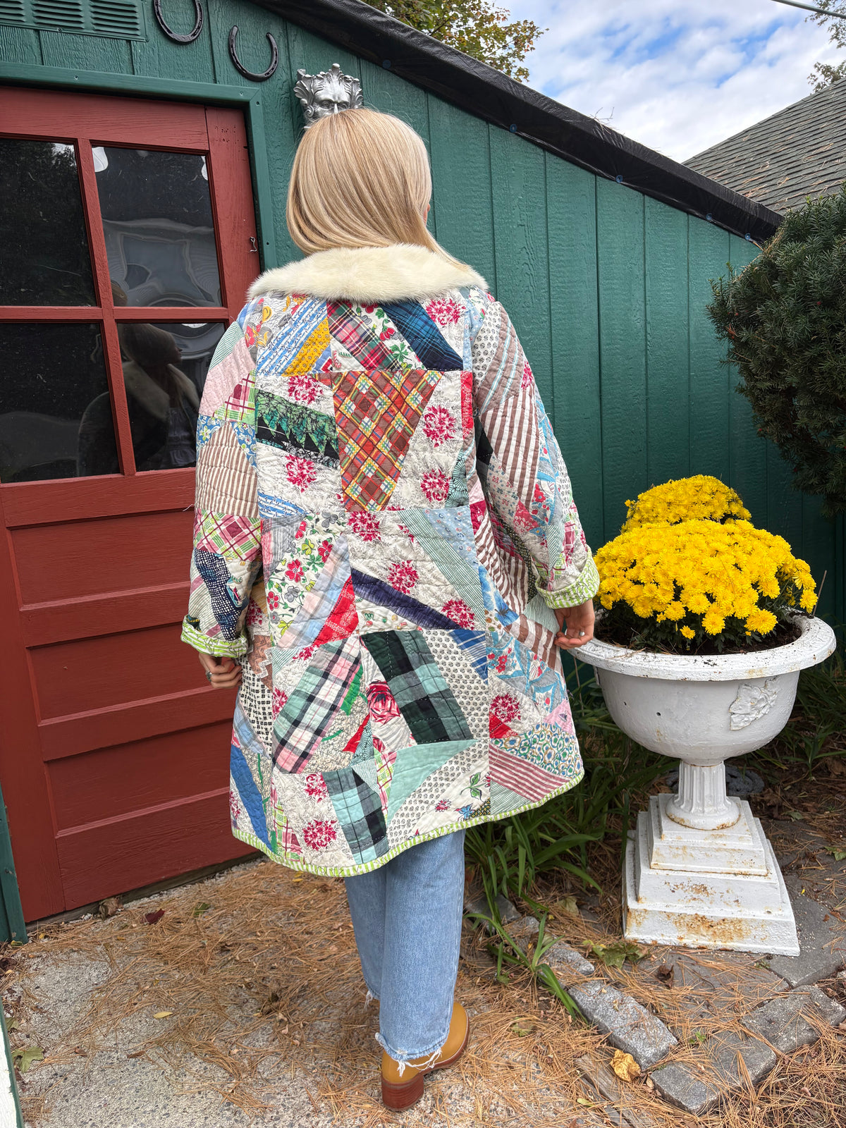 Fur Collar Crazy Quilt Coat