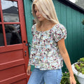 Swiss Print Puff Sleeve Top