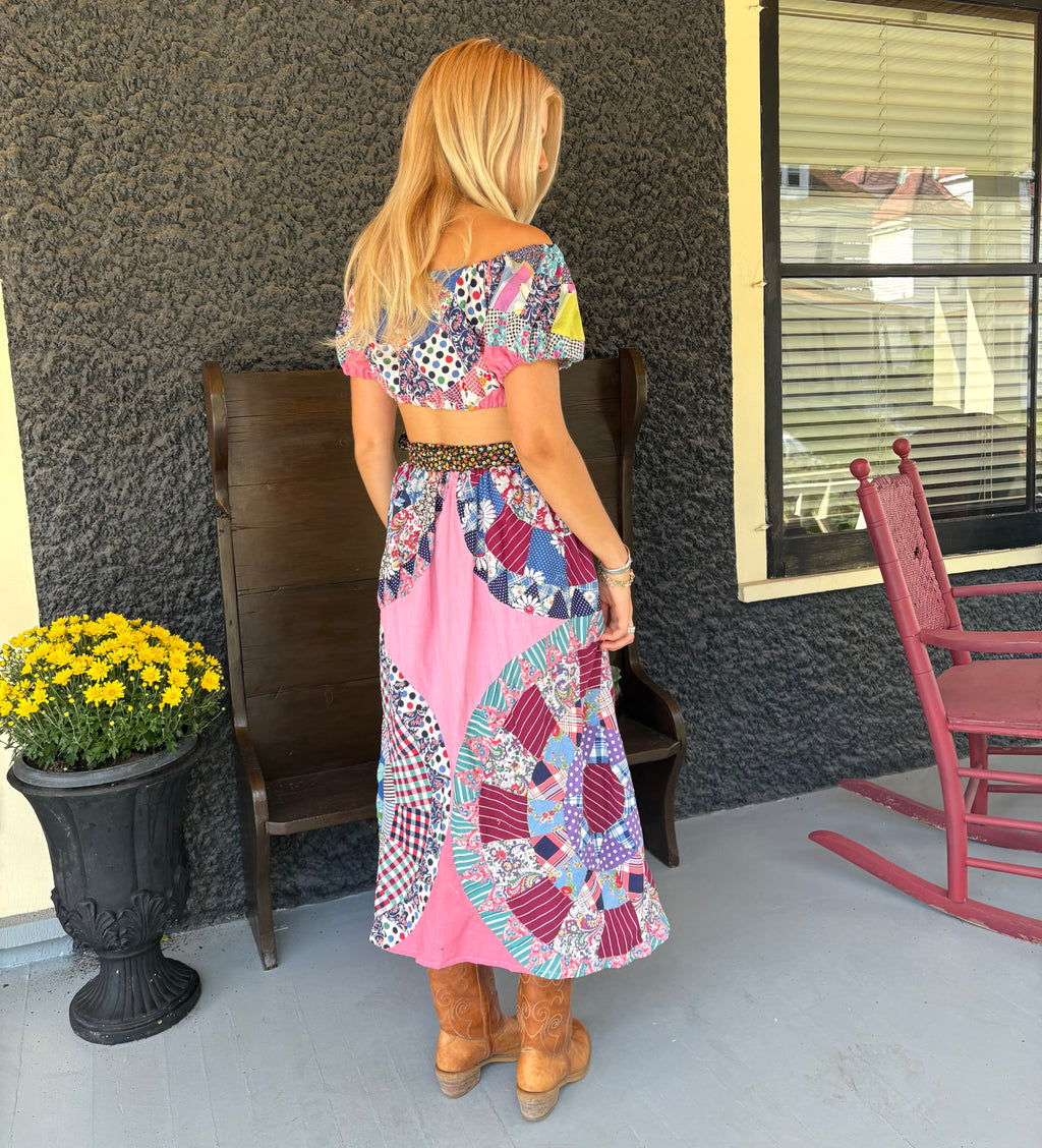 Circle Quilt Wrap Skirt And Top Set
