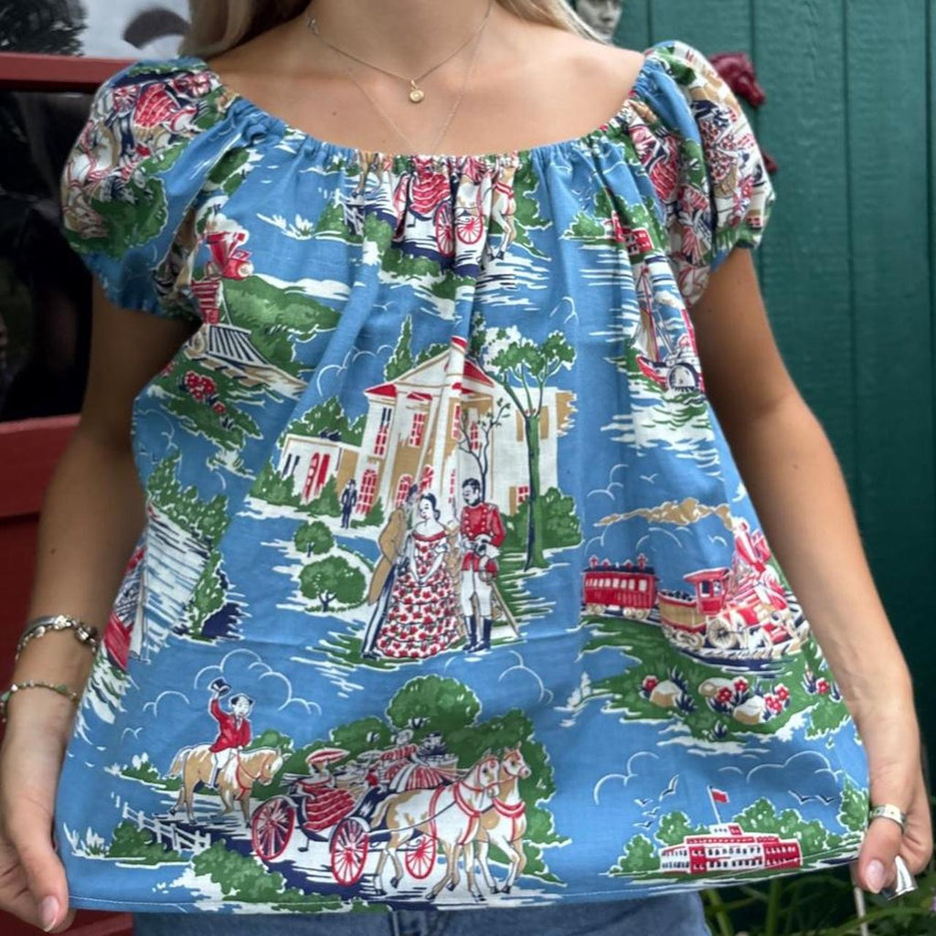 Southern Print Puff Sleeve Top