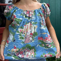 Southern Print Puff Sleeve Top