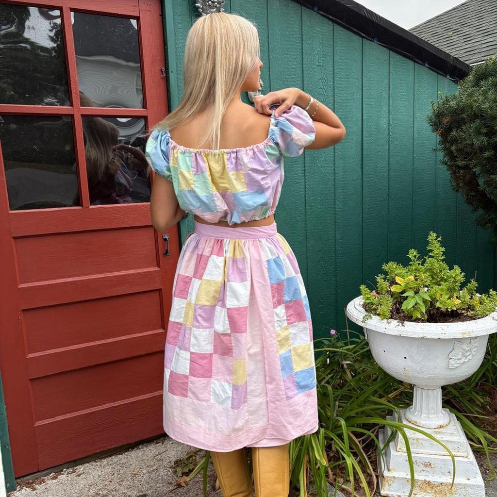 Pink Quilt Skirt Set