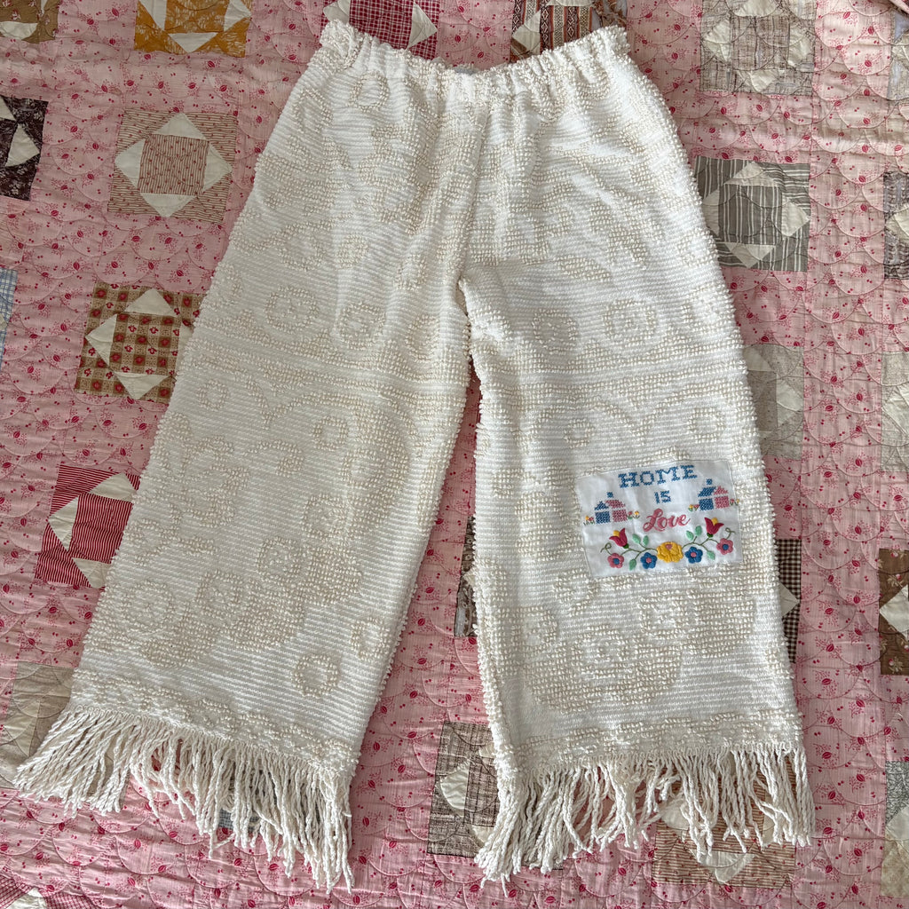 “Home is Love” Fringe Chenille Pants