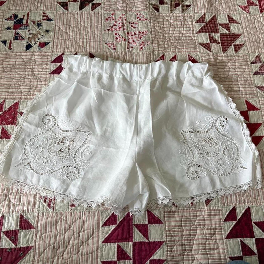 White Lace Cameo Shorts