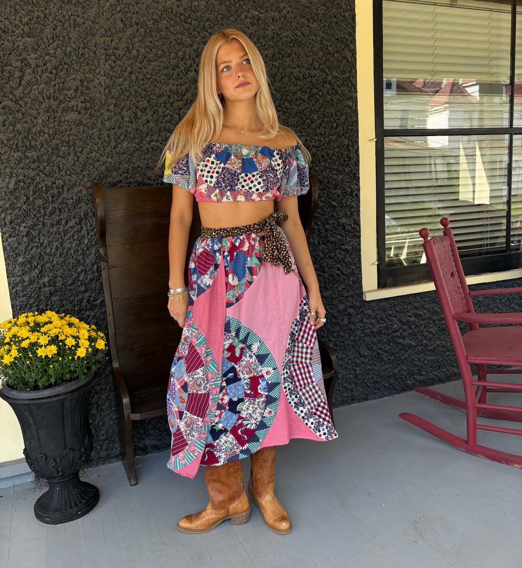 Circle Quilt Wrap Skirt And Top Set