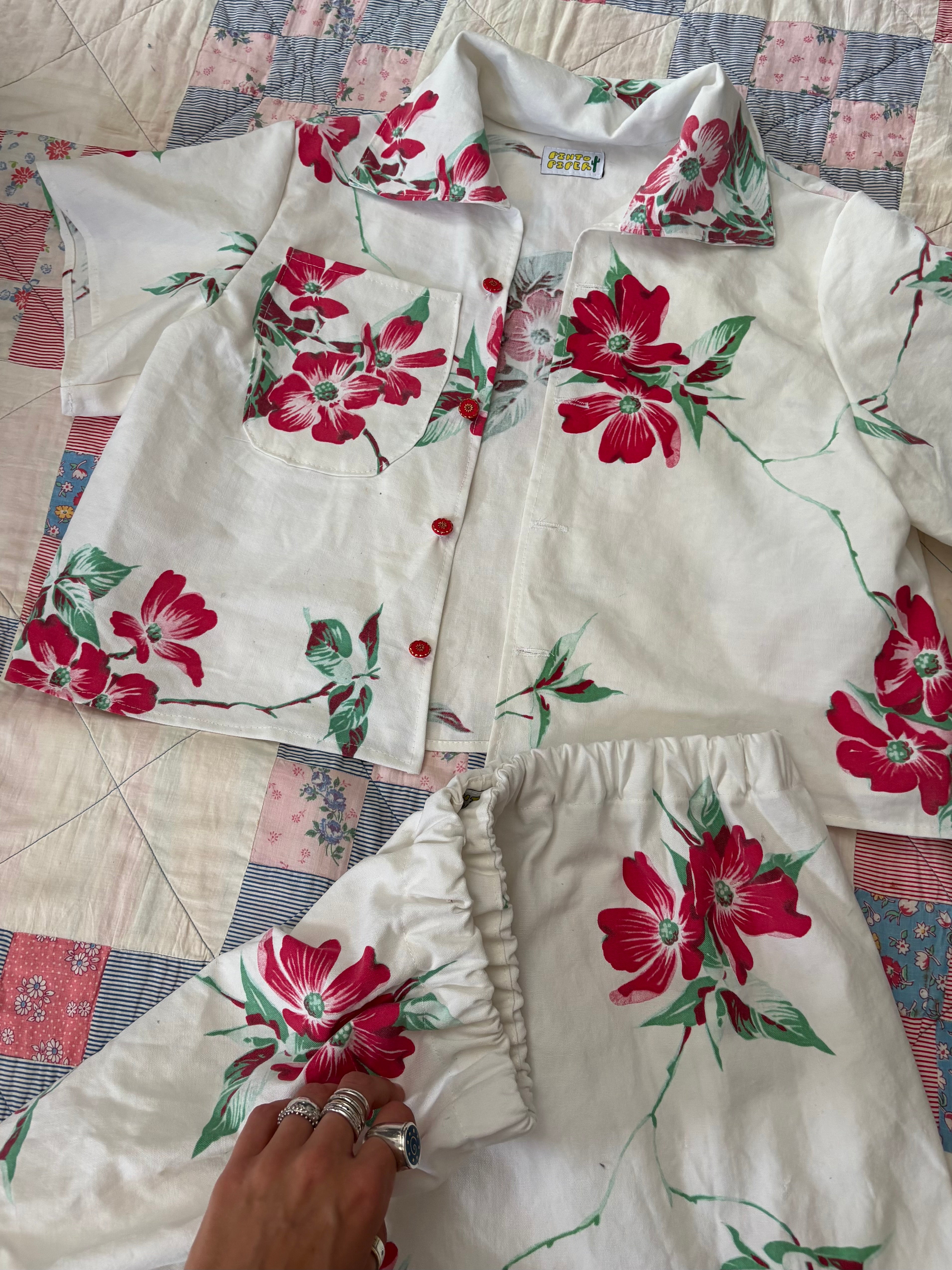Red Floral Camp Shirt Play Set