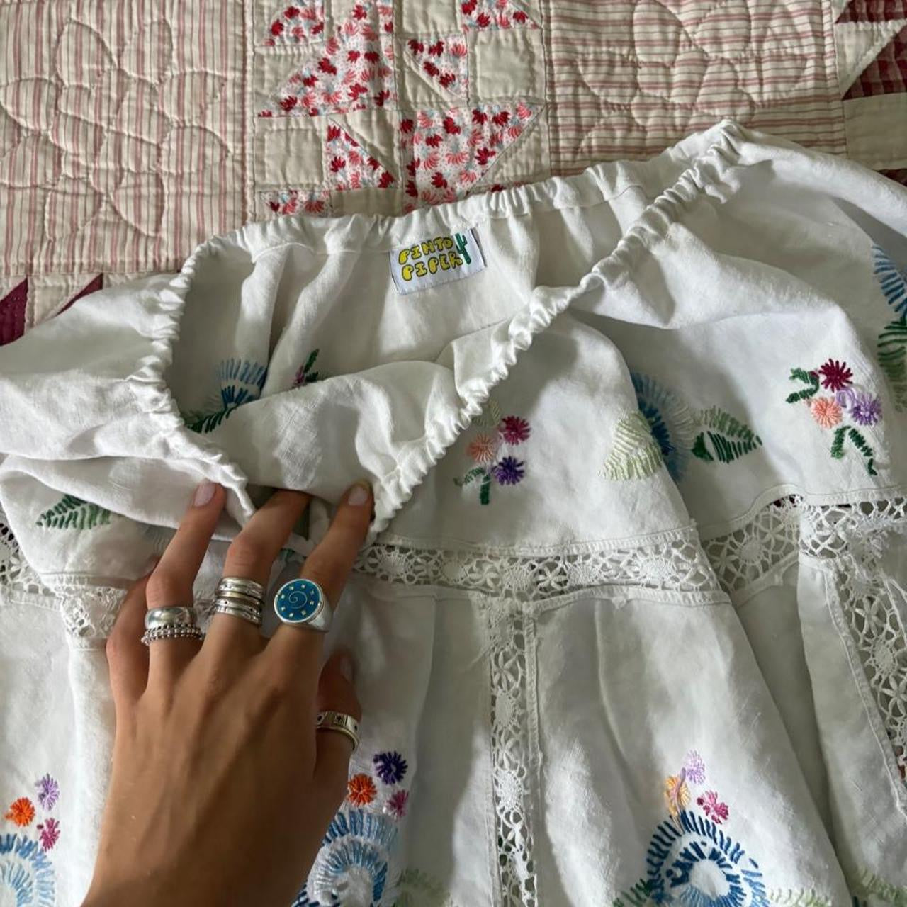 Embroidered Flower and Lace Skirt / Top