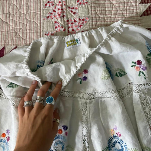 Embroidered Flower and Lace Skirt / Top