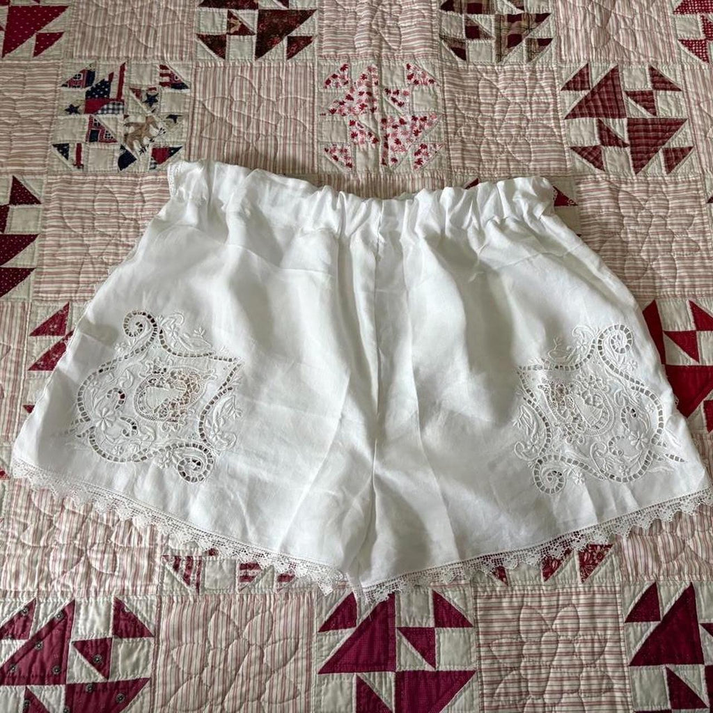 White Lace Cameo Shorts