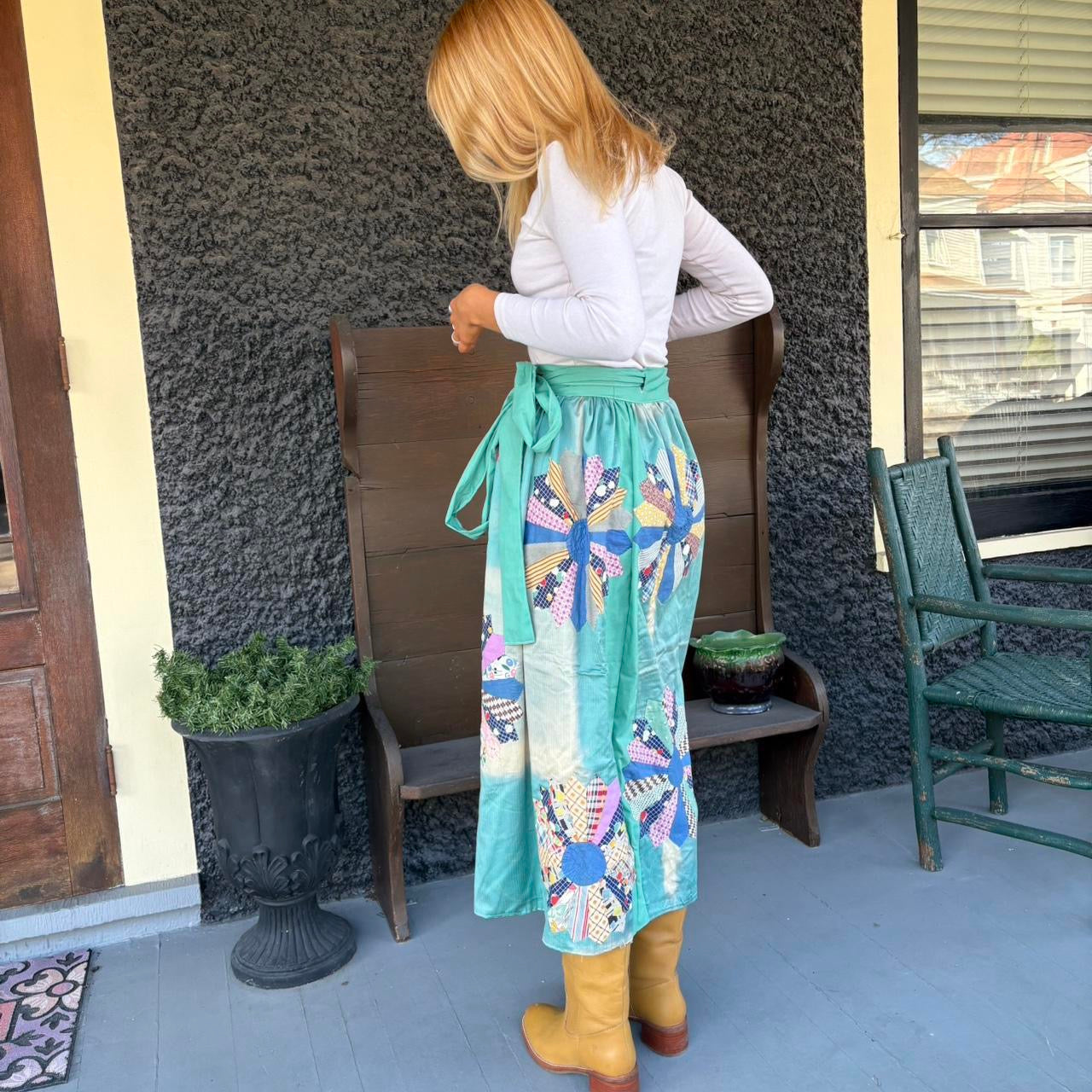 Blue Dresden Plate Wrap Skirt