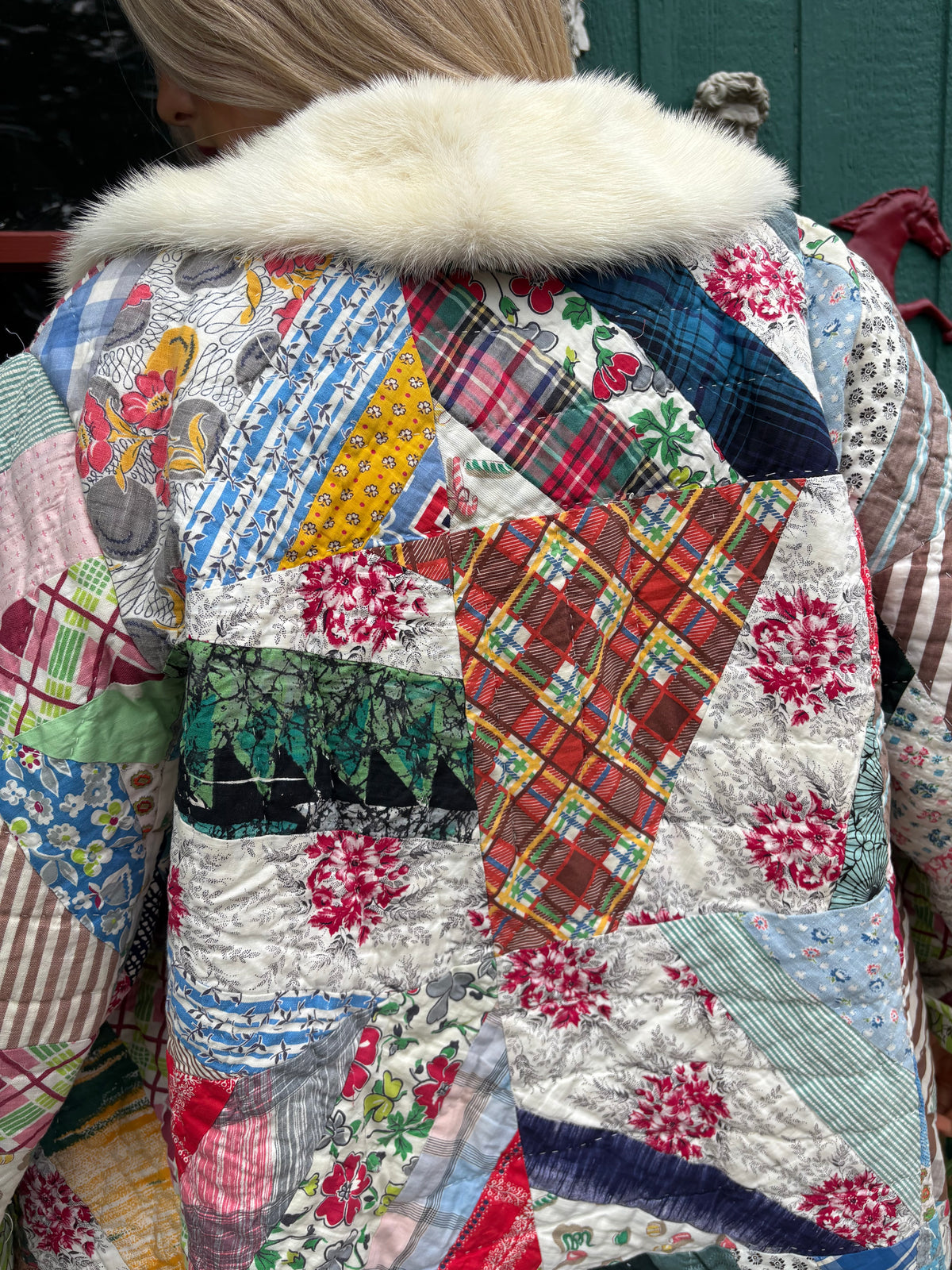 Fur Collar Crazy Quilt Coat