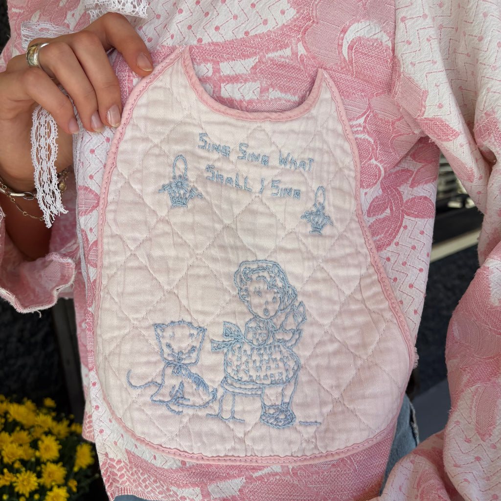 Pink Bedspread Jacket With Baby Bib Pocket