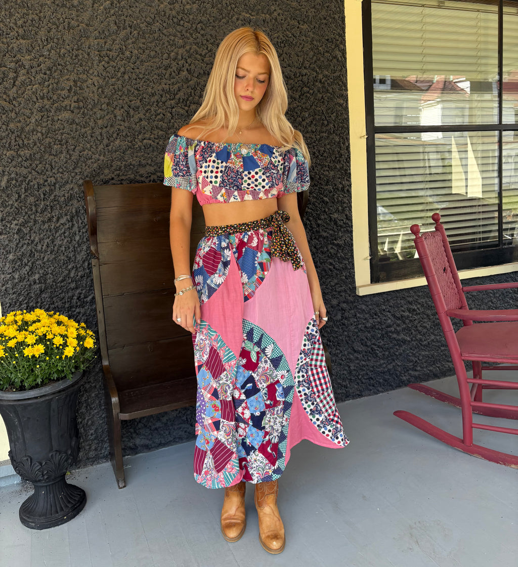 Circle Quilt Wrap Skirt And Top Set