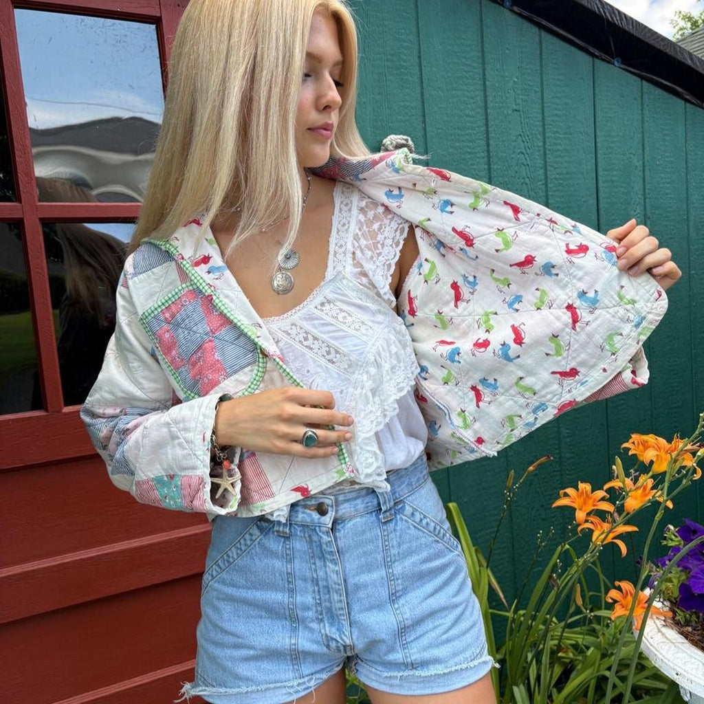 Cropped 9 Square Quilt Jacket