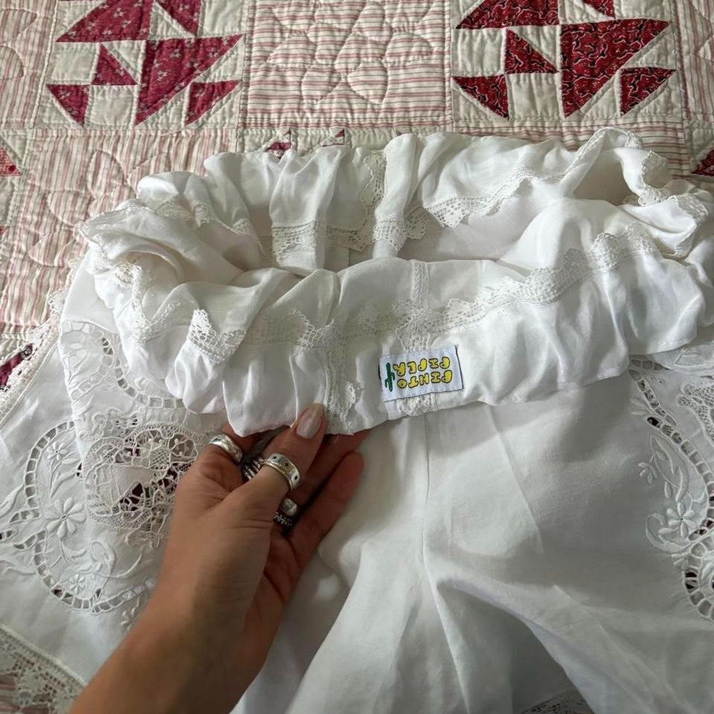 White Lace Cameo Shorts