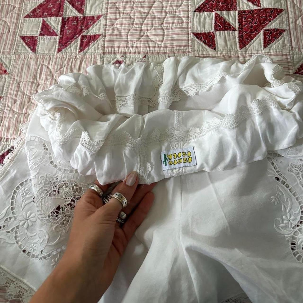 White Lace Cameo Shorts