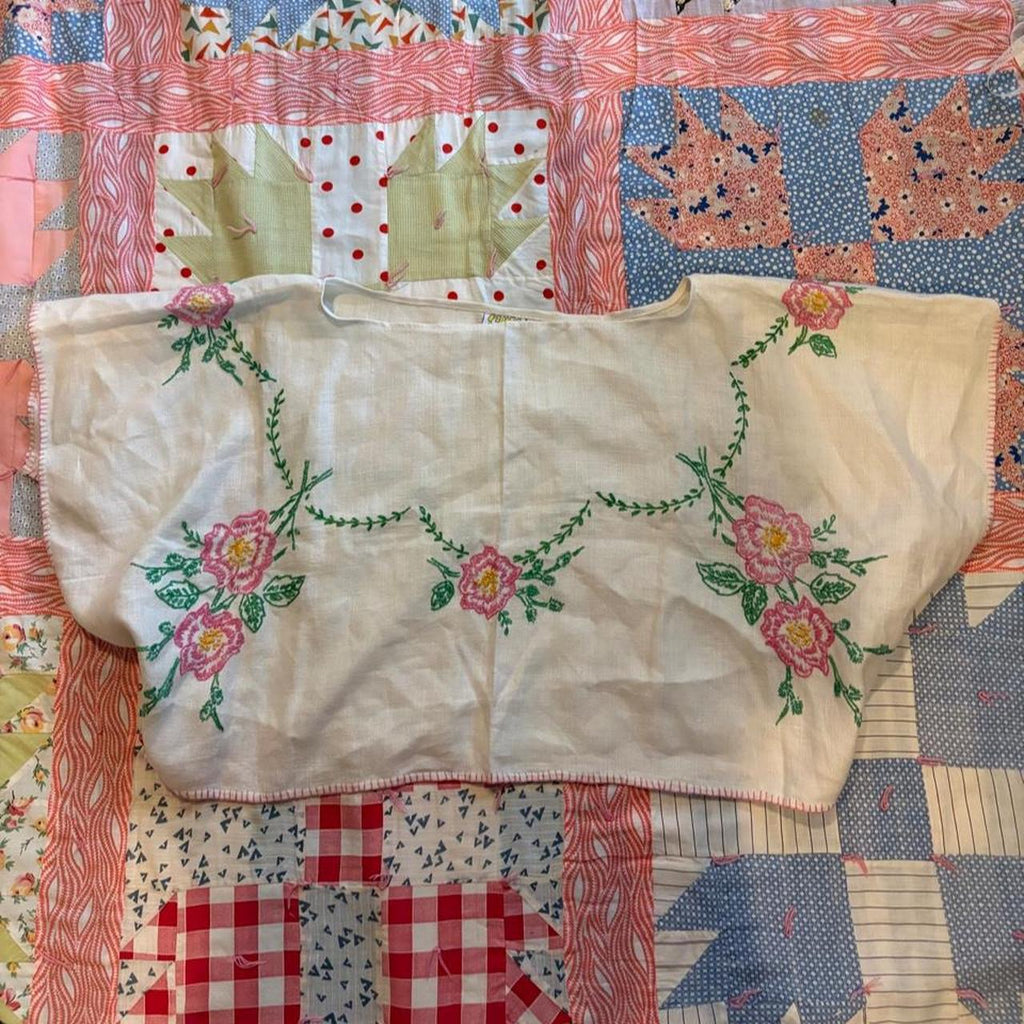 Flower Embroidered Dolman Top