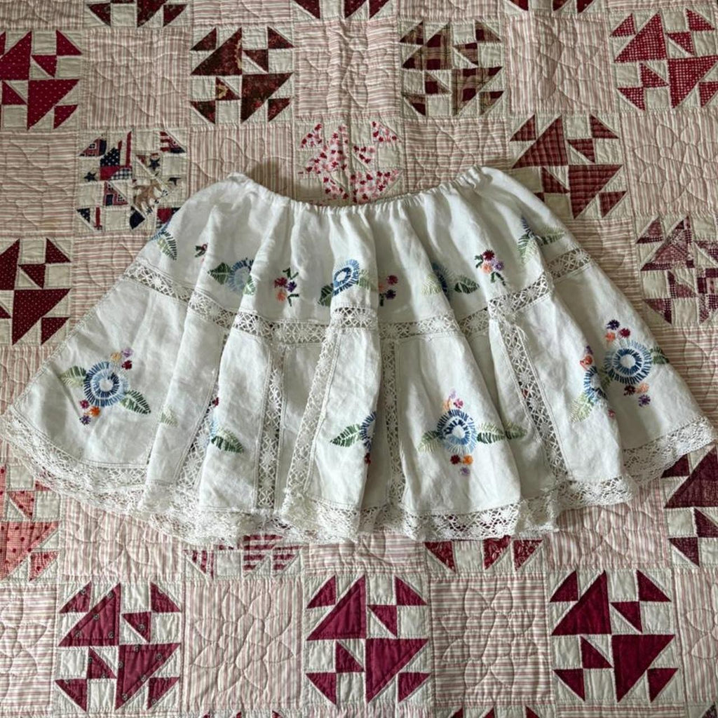 Embroidered Flower and Lace Skirt / Top
