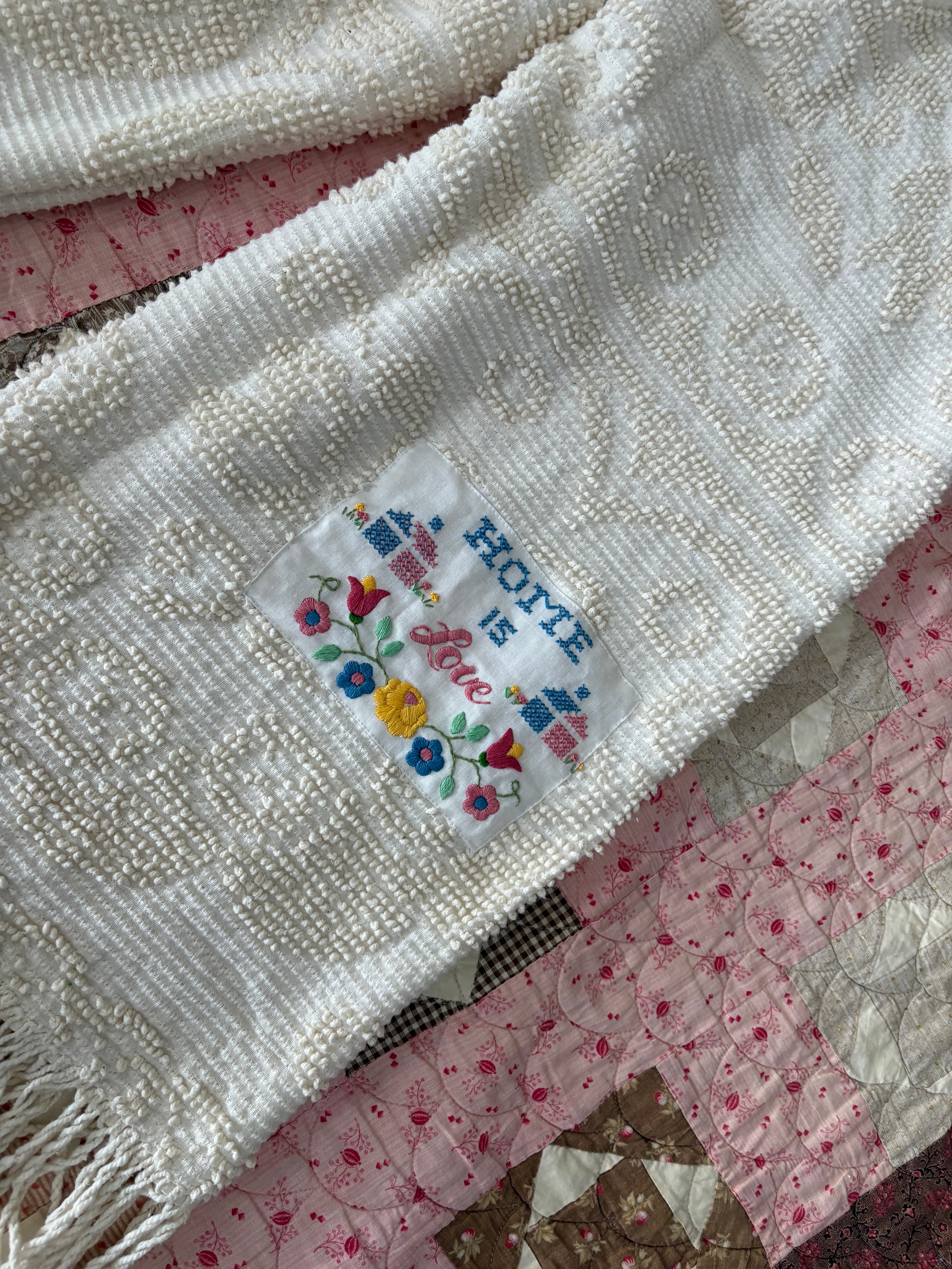 “Home is Love” Fringe Chenille Pants