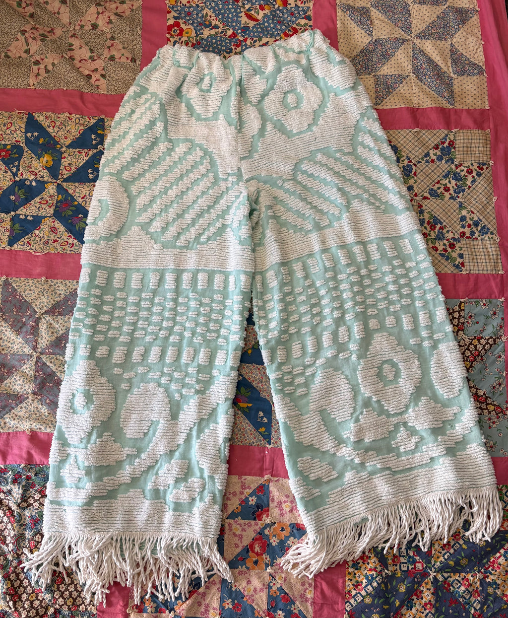 Blue Chenille Fringe Pants