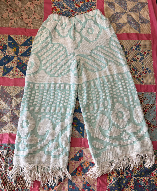 Blue Chenille Fringe Pants