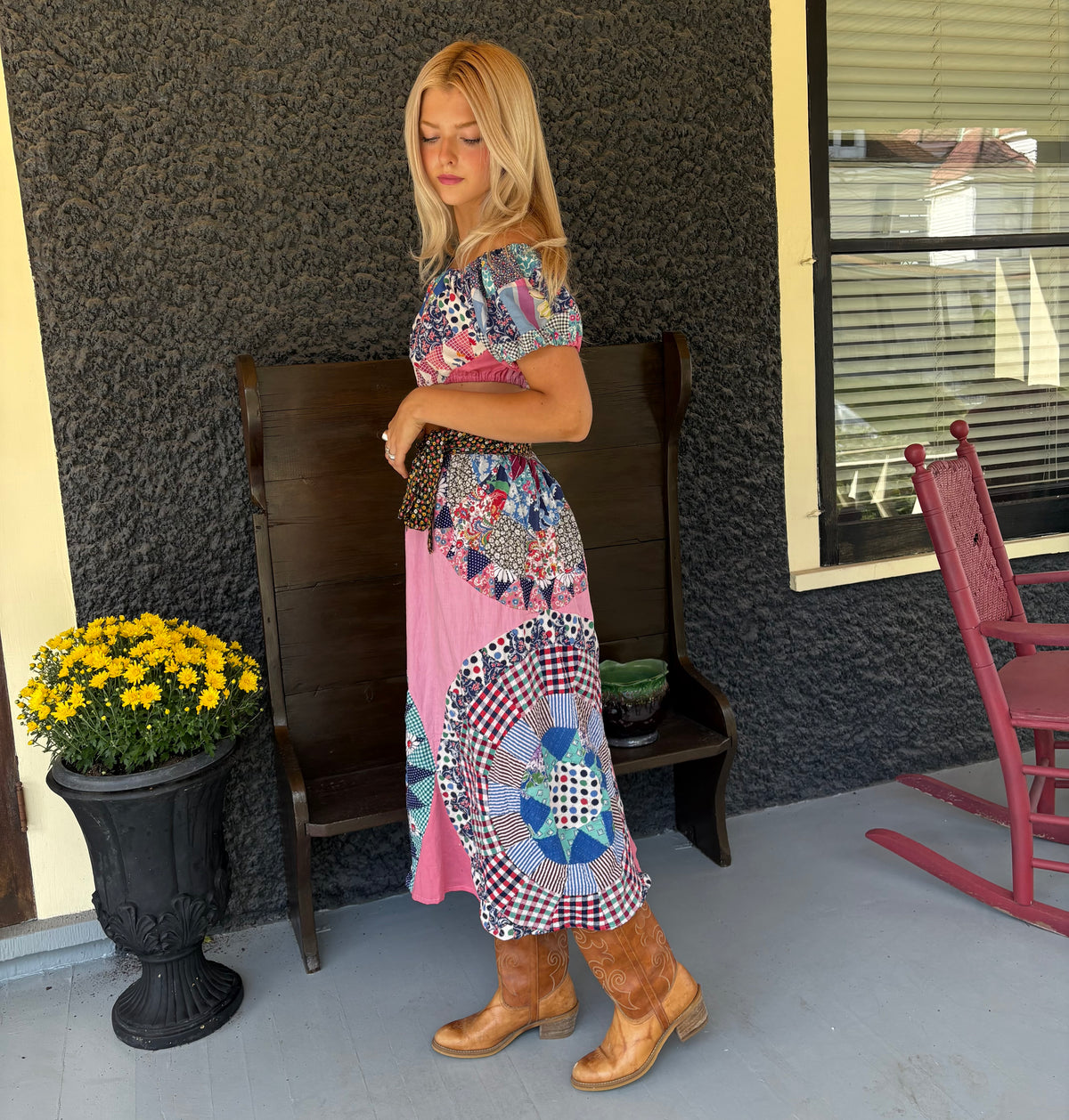 Circle Quilt Wrap Skirt And Top Set