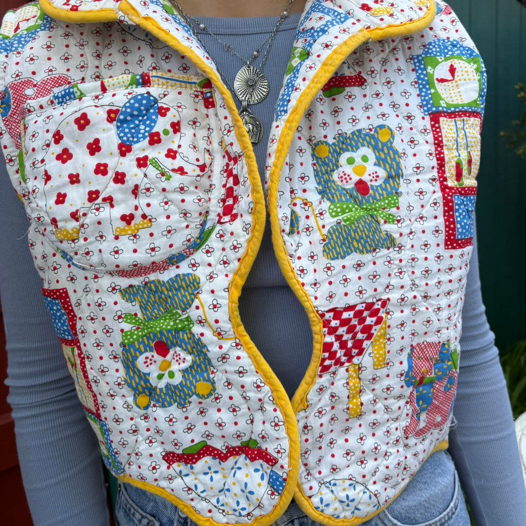 70s print Quilt Vest