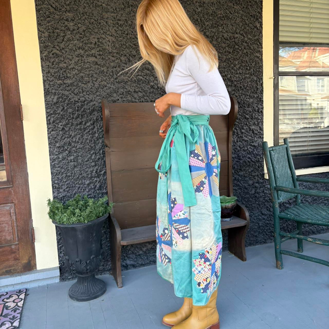 Blue Dresden Plate Wrap Skirt