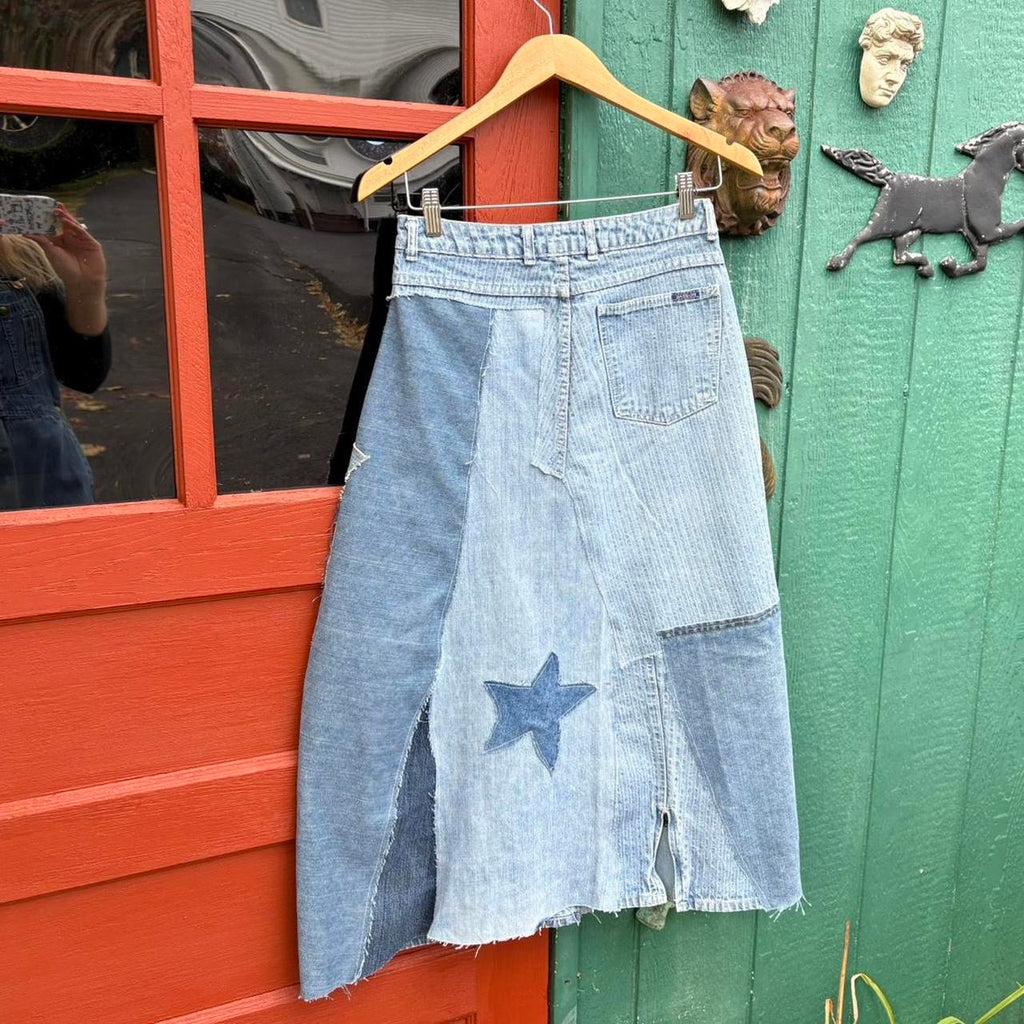 Denim Patchwork Star Skirt